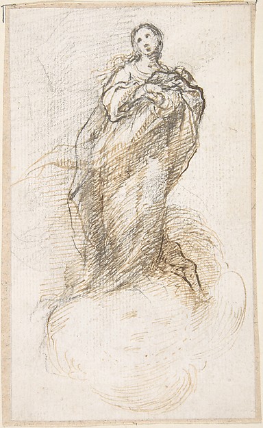 Virgin of the Immaculate Conception Standing on Clouds by Pedro  Duque Cornejo