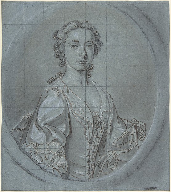Bust-Length Portrait Study of a Young Woman with a Striped Shawl