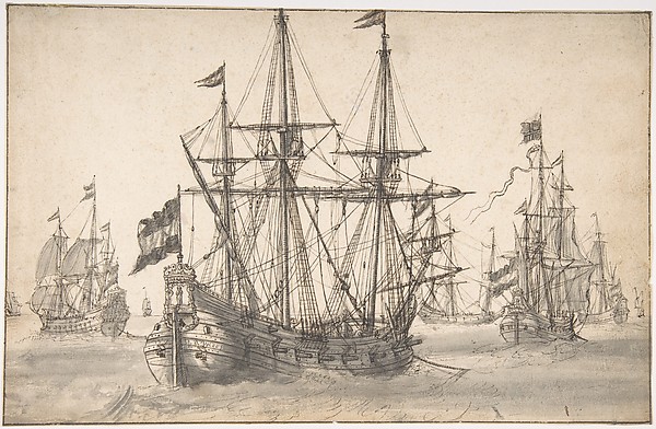 Dutch Men of War at Anchor