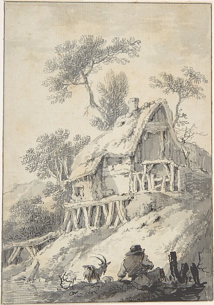 Thatched Cottage by a Brook