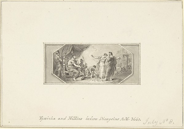 Tymicha and Millius before Dionysius