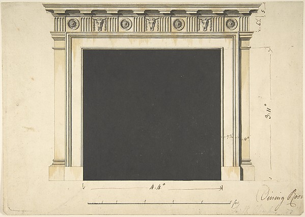 Design for a Chimneypiece with a Classical Cornice, for Ampthill Park, Bedfordshire, Dining Room