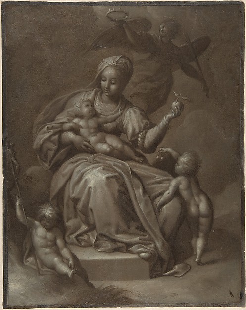 Virgin and Child, and Saint John the Baptist (recto); Summary sketches, possibly the Virgin and Child (verso) by Jacob de Backer