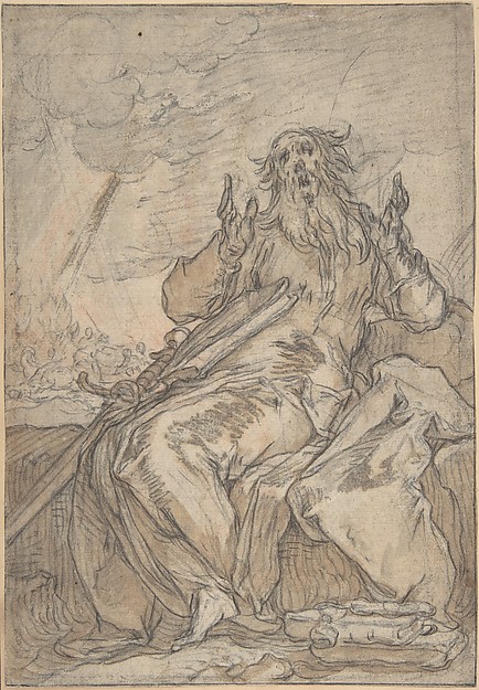 Saint Paul Seated, with his Conversion in the Background (recto); Figure Sketch (verso) by Abraham Bloemaert