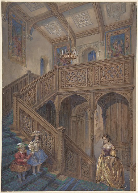 Design for a Jacobean-style Staircase (recto); Architectural Element Design (verso)