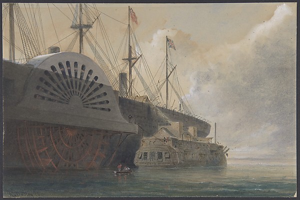 The Old Frigate Iris with Her Freight of Cable Alongside the Great Eastern at Sheerness: The Cable Passed from the Hulk to the Great Eastern