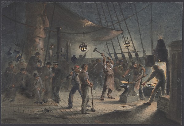 The Forge on Deck, Night of August 9th: Preparing the Iron Plating for Capstan