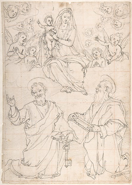 Virgin and Child Appearing in a Glory of Angels to Saint Peter and Saint Paul by Jacopo da Empoli (Jacopo Chimenti)