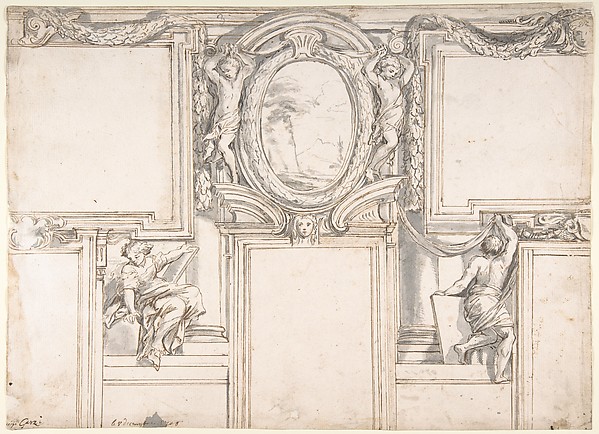 Design Wall Elevation with Stucco and Painted Decorations