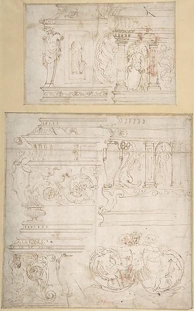 Sketches for the Design of a Casket (recto); Battle of the Centaurs and Lapiths(?) (verso)