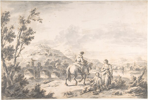 River Landscape with Two Mendicants and Other Figures