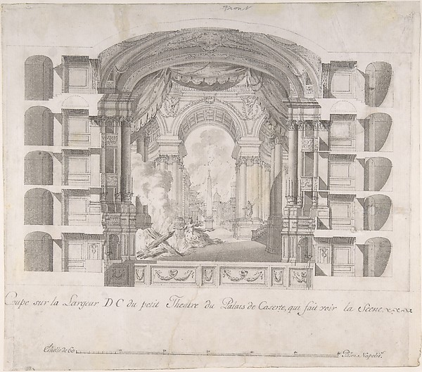 Transverse Section of the Small Theater at the Palace of Caserta, with a View of a Stage Design
