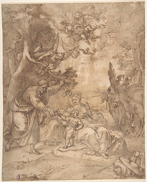 Rest on the Flight to Egypt by Anonymous, Netherlandish, 16th century