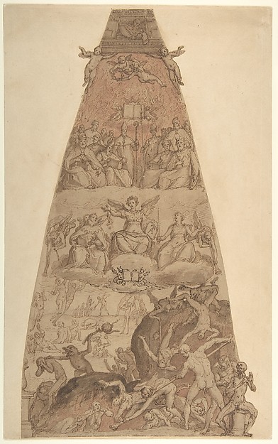Scene from the Last Judgment, Study for the Fresco Decoration of One of the Segments of the Cupola of the Cathedral of Santa Maria del Fiore in Florence by Federico Zuccaro (Zuccari)