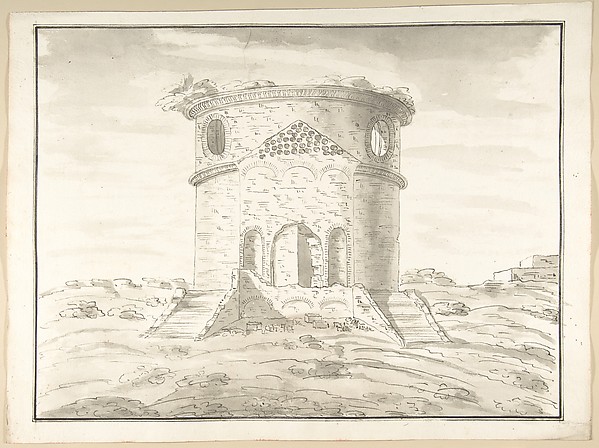 Perspective of a Rendering Round Temple in Ruins (probably Tempio della Speranza)