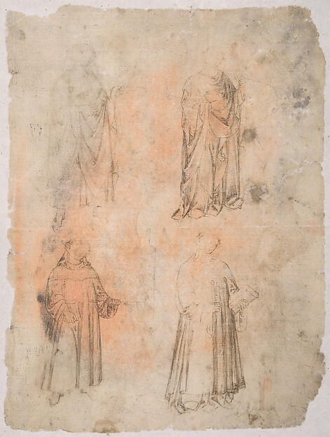 Four Saints (recto); Two Saints, Seated Madonna, and Kneeling Figure (verso) by Anonymous, Italian, probably Umbrian, 14th century