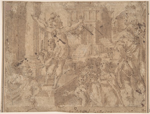 Young Soldier Showing a Head to the Populace (David?)