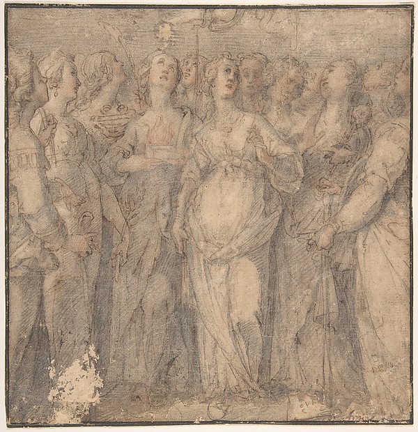 Group of Standing Female Saints (the Holy Virgins)