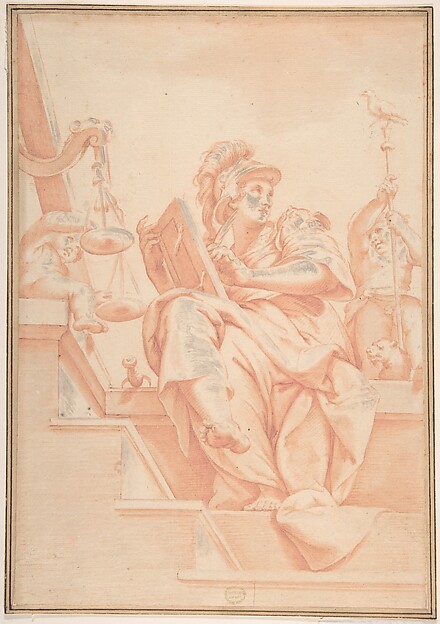 Allegory of Justice with Two Putti (after Lorenzo Sabatini's Fresco in Palazzo Vecchio, Florence)
