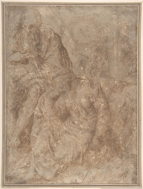 Woman and Old Man Seated