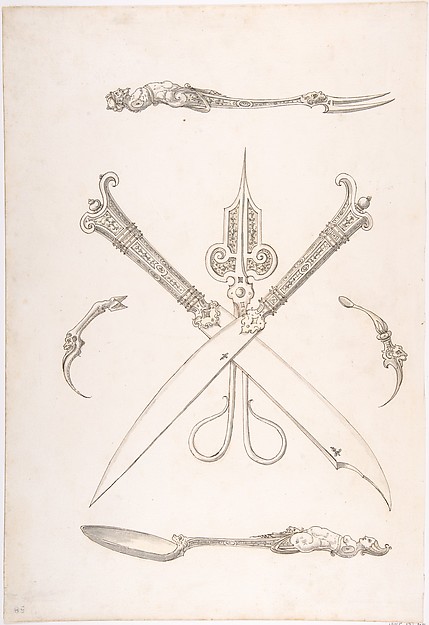 Design for Spoon, Fork, Two Knives (Crossed over scissors), Scissors, Ear Spoon and Toothpick