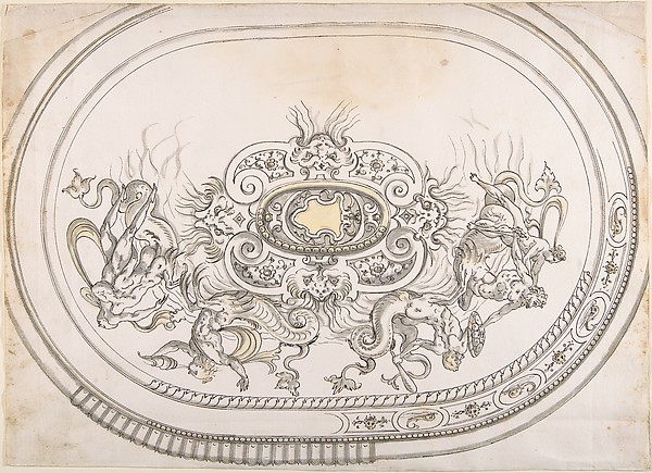 Design for a Platter with Battling Tritons and Sea Nymphs