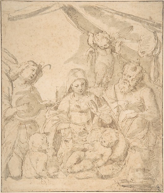 The Holy Family with Angels by Anonymous, Italian, 16th century