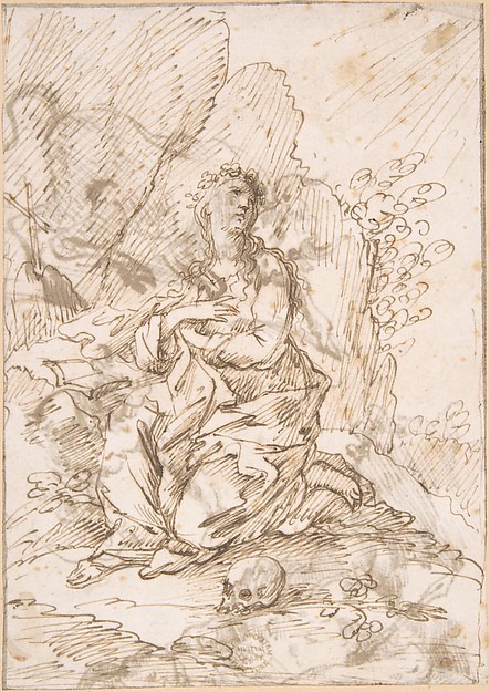 Mary Magdalen in the Wilderness by Anonymous, Italian, Roman-Bolognese, 17th century