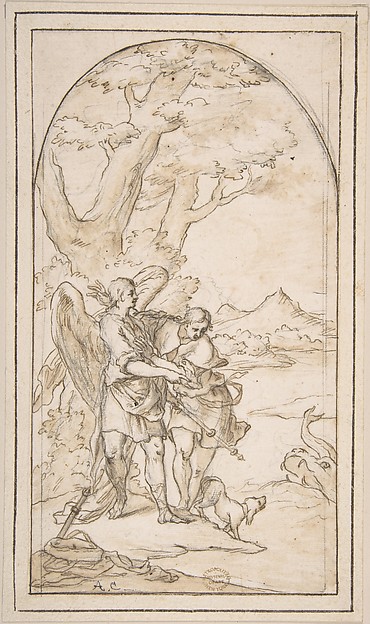 Tobias and the Angel by Anonymous, Italian, Roman-Bolognese, 17th century
