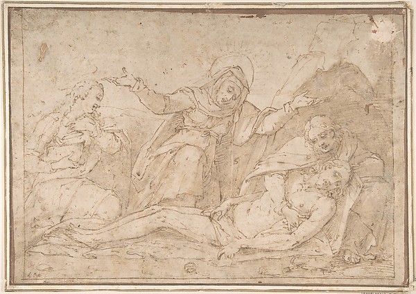 Pietà with Mary Magdalen and Saint John by Anonymous, Italian, 16th century