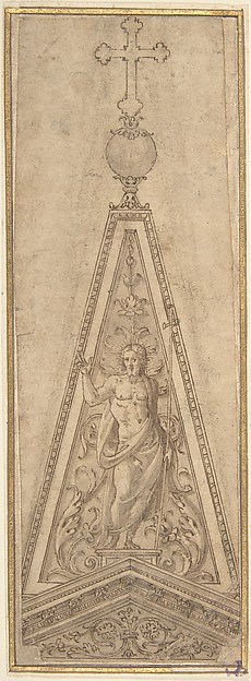 Design for Pediments with the Resurrected Christ surmounted by a Crucifix by Anonymous, Italian, 16th century