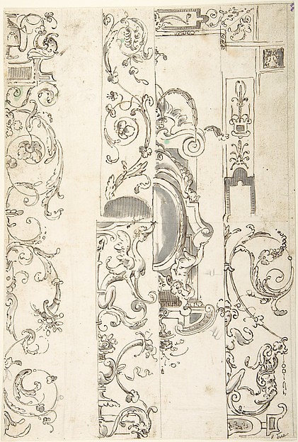 Sheet with Various Studies of Candelabra Grotesques, Foliage and a Cartouche