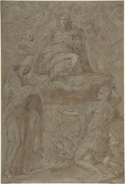 Madonna in Glory with Two Saints by Anonymous, Italian, late 16th century