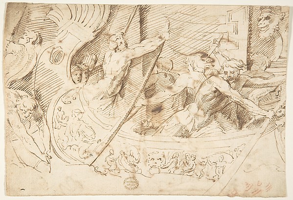 Naval Battle (Recto); Forest with Angel (Verso)