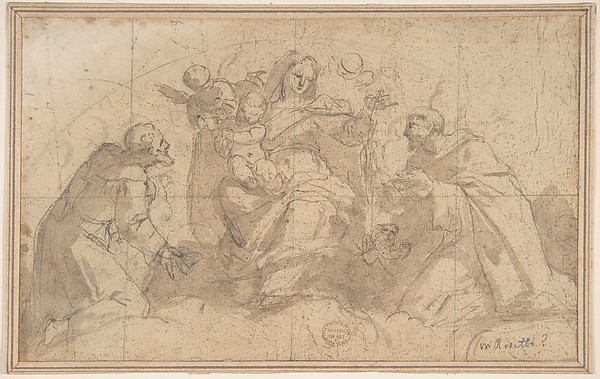 Madonna and Child with Saints and Angels by Anonymous, Italian, Roman-Bolognese, 17th century