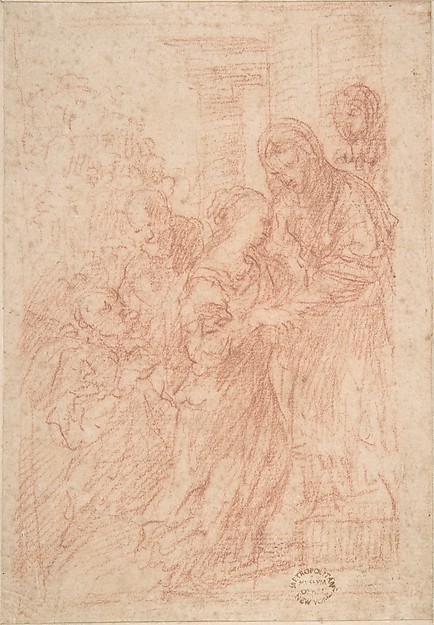 The Visitation by Anonymous, Italian, Roman-Bolognese, 17th century