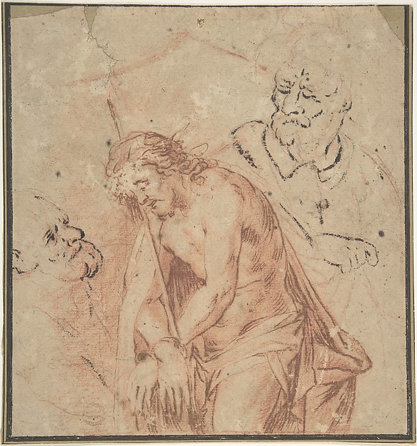 Man of Sorrows and Two Studies of Heads by Anonymous, Flemish, 17th century