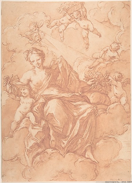Female Allegorical Figure With Cherubs(?)