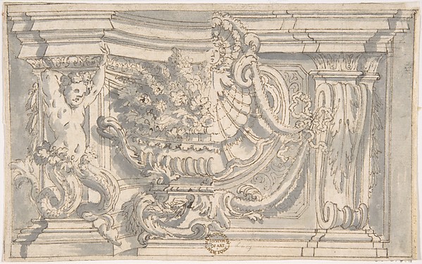 Drawing Showing Two Alternate Designs for an Ornamental Niche or Panel