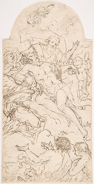 Death of Christ Redeeming Souls from Purgatory by Anonymous, Italian, Roman-Bolognese, 17th century