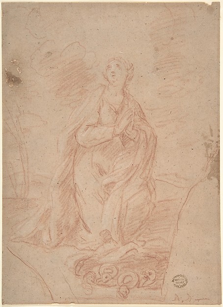 Virgin Kneeling in Prayer by Anonymous, Italian, Roman-Bolognese, 17th century