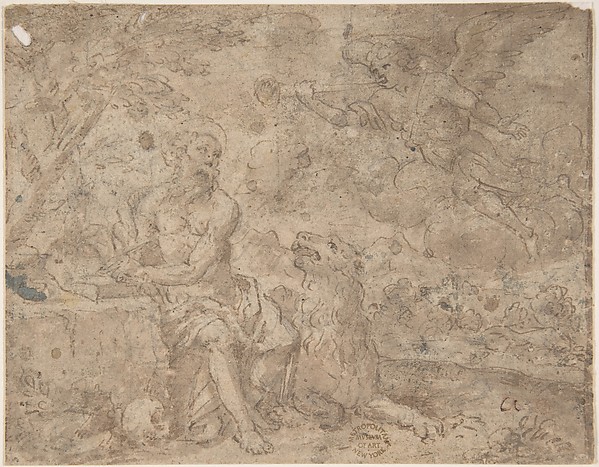 Saint Jerome in the Wilderness by Anonymous, Italian, Roman-Bolognese, 17th century