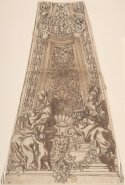 Design for a Dome Compartment with Figures of Charity and Fortitude?