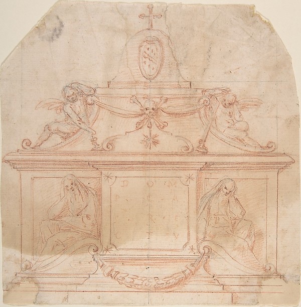 Tomb Monument with Crucifix and Coat of Arms