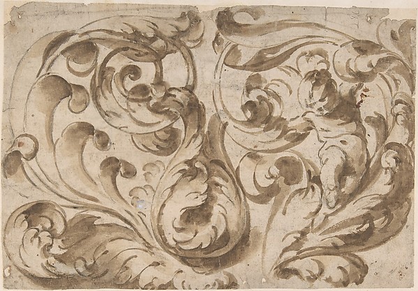 Overall Pattern with Acanthus Scrolls and a Chubby Putto