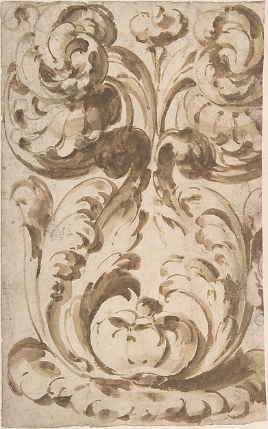Symmetrical Design of Upward Growing  Acanthus Scrolls