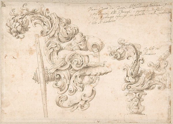 Design for the Rear of a Coach with a Girl Pouring Water into a Shell