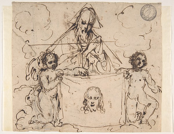 Veronica's Veil Held by Two Angels and God the Father(?)