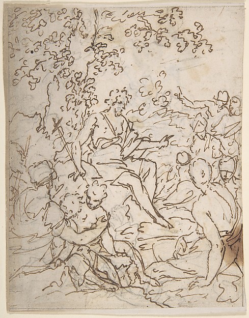 A Seated John the Baptist Preaching by Anonymous, Italian, 17th century