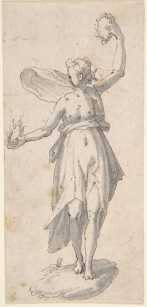 Female Figure Holding Wreaths